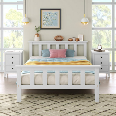 Single Bed White 3ft Solid Pine Wooden Bed Frame for Adults, Kids 190 x ...