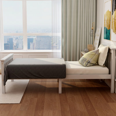 Single Bed White 3ft Solid Pine Wooden Bed Frame for Adults, Kids 190 x ...