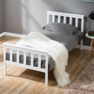 Single Bed White 3ft Solid Pine Wooden Bed Frame for Adults, Kids 190 x ...