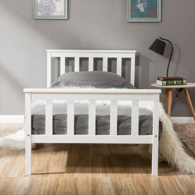 Single Bed White 3ft Solid Pine Wooden Bed Frame for Adults, Kids 190 x ...