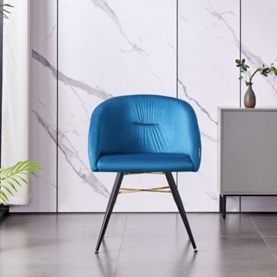 Single Blue Vittorio Velvet Dining Chairs Upholstered Chairs for Dining Room Armchair