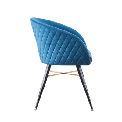 Single Blue Vittorio Velvet Dining Chairs Upholstered Chairs for Dining Room Armchair