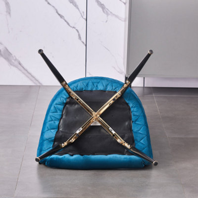 Single Blue Vittorio Velvet Dining Chairs Upholstered Chairs for Dining Room Armchair