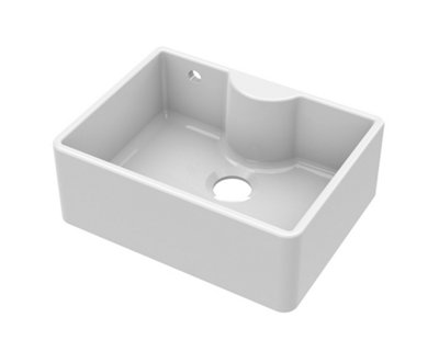 Single Bowl Butler Kitchen Sink - with Tap Ledge & Overflow, No Tap Hole - 595mm