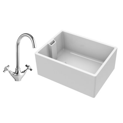 Single Bowl Fireclay Belfast Sink with Mono Kitchen Sink Mixer Tap - Balterley