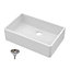 Single Bowl Fireclay Butler Sink with Central Waste - 795mm x 500mm x 220mm & Basket Strainer Waste - Chrome - Balterley