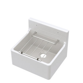 Single Bowl Fireclay Cleaner Sink with Grill 455mm x 362mm x 396mm - White - Balterley