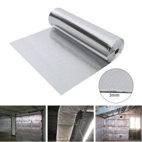 Single Bubble Foil Insulation, Heat Reflective 3 mm Thick Double Layer Aluminium Insulation Foil,1m x 10m(10m²)