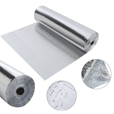 Single Bubble Foil Insulation, Heat Reflective 3 mm Thick Double Layer Aluminium Insulation Foil,1m x 10m(10m²)