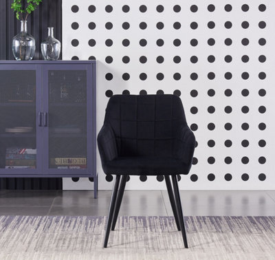Single Camden Velvet Dining Chair Upholstered Dining Room Chairs Black