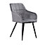 Single Camden Velvet Dining Chair Upholstered Dining Room Chairs Dark Grey