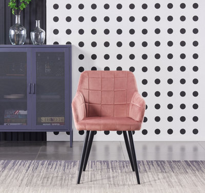Single Camden Velvet Dining Chair Upholstered Dining Room Chairs Pink