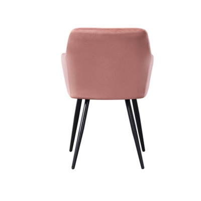 Single Camden Velvet Dining Chair Upholstered Dining Room Chairs Pink