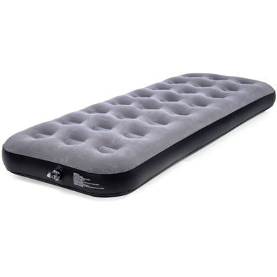 Single Camping Air Bed Flocked Inflatable Mattress Grey
