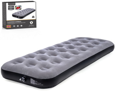 Single Camping Air Bed Flocked Inflatable Mattress Grey