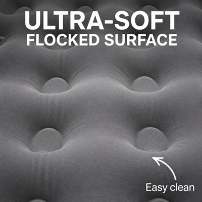 Single Camping Air Bed Flocked Inflatable Mattress Grey