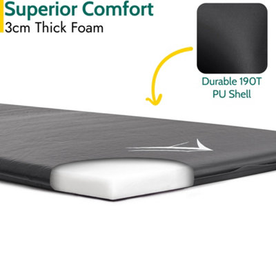 Single Camping Mat Self Inflating Inflatable Camp Roll Mattress With Bag Black Trail - 3