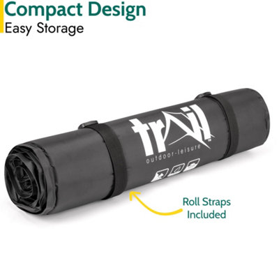 Single Camping Mat Self Inflating Inflatable Camp Roll Mattress With Bag Black Trail - 4