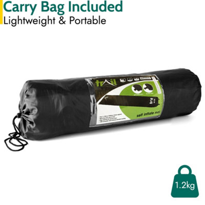 Single Camping Mat Self Inflating Inflatable Camp Roll Mattress With Bag Black Trail - 5