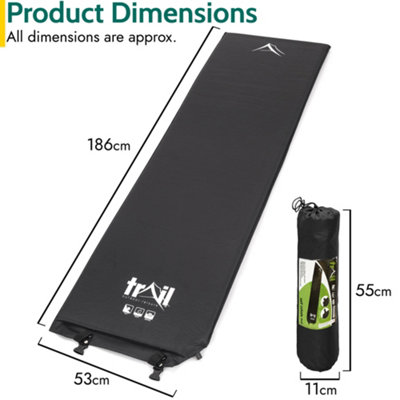 Single Camping Mat Self Inflating Inflatable Camp Roll Mattress With Bag Black Trail - 6
