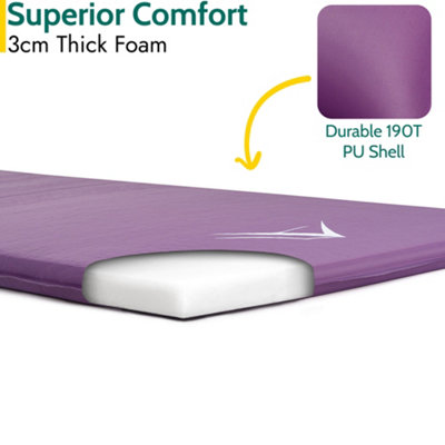 Single Camping Mat Self Inflating Inflatable Camp Roll Mattress With Bag Purple Trail