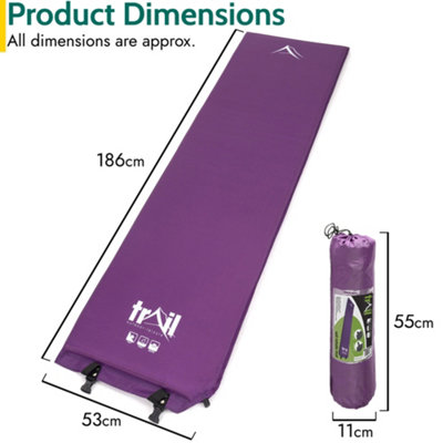 Single Camping Mat Self Inflating Inflatable Camp Roll Mattress With Bag Purple Trail