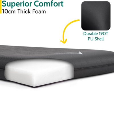 Single Camping Mat Self Inflating Inflatable Roll Mattress Extra Thick 10cm Black Trail - 3