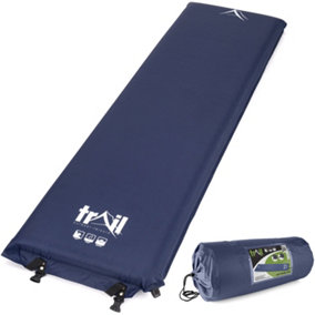 Single Camping Mat Self Inflating Inflatable Roll Mattress Extra Thick 10cm Blue Trail