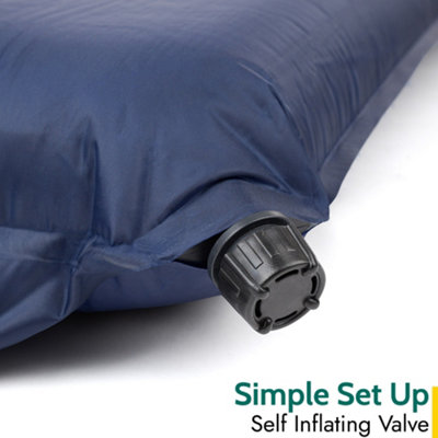 Single Camping Mat Self Inflating Inflatable Roll Mattress Extra Thick 10cm Blue Trail