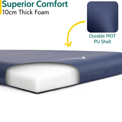 Single Camping Mat Self Inflating Inflatable Roll Mattress Extra Thick 10cm Blue Trail - 3