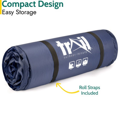 Single Camping Mat Self Inflating Inflatable Roll Mattress Extra Thick 10cm Blue Trail - 4