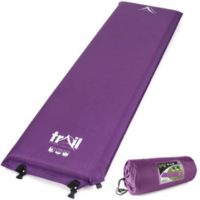 Single Camping Mat Self Inflating Inflatable Roll Mattress Extra Thick 10cm Purple Trail