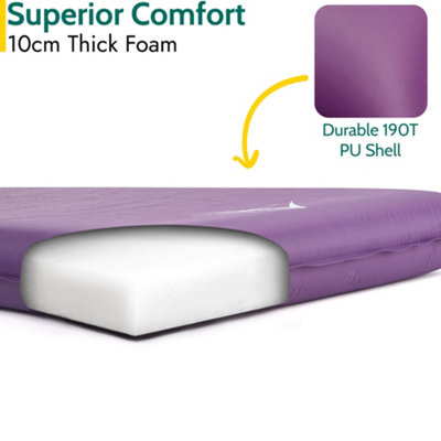 Single Camping Mat Self Inflating Inflatable Roll Mattress Extra Thick 10cm Purple Trail - 3