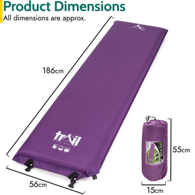 Single Camping Mat Self Inflating Inflatable Roll Mattress Extra Thick 10cm Purple Trail - 6