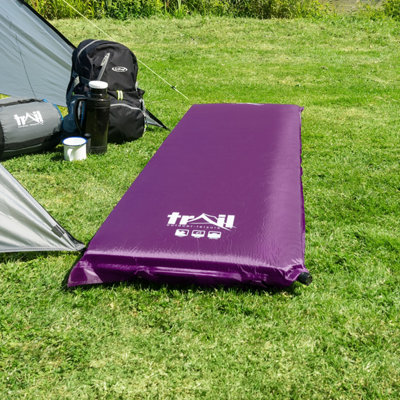 Single Camping Mat Self Inflating Inflatable Roll Mattress Extra Thick 10cm Purple Trail - 7