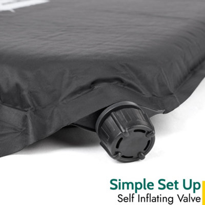 Single Camping Mat Self Inflating Inflatable Roll Mattress Extra Thick 5cm Black Trail