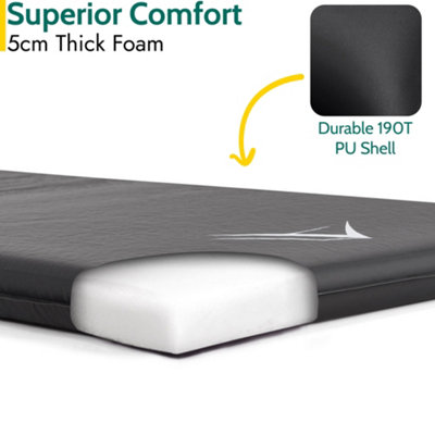 Single Camping Mat Self Inflating Inflatable Roll Mattress Extra Thick 5cm Black Trail - 3