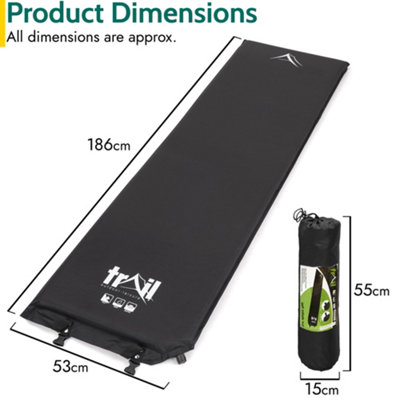Single Camping Mat Self Inflating Inflatable Roll Mattress Extra Thick 5cm Black Trail - 6