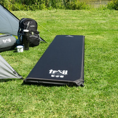 Single Camping Mat Self Inflating Inflatable Roll Mattress Extra Thick 5cm Black Trail - 7
