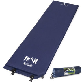 Single Camping Mat Self Inflating Inflatable Roll Mattress Extra Thick 5cm Blue Trail