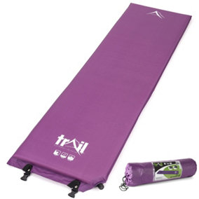 Single Camping Mat Self Inflating Inflatable Roll Mattress Extra Thick 5cm Purple Trail