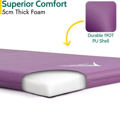 Single Camping Mat Self Inflating Inflatable Roll Mattress Extra Thick 5cm Purple Trail - 3