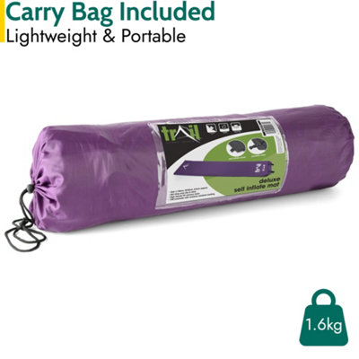 Single Camping Mat Self Inflating Inflatable Roll Mattress Extra Thick 5cm Purple Trail - 5