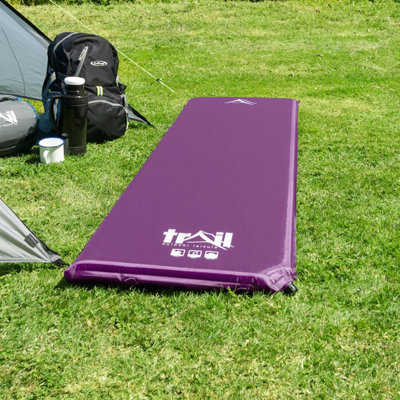 Single Camping Mat Self Inflating Inflatable Roll Mattress Extra Thick 5cm Purple Trail - 7