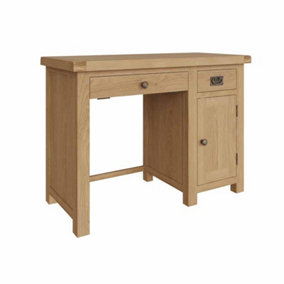 Single Computer Desk - Pine/Plywood/MDF - L110 x W50 x H80 cm - Medium Oak