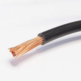 Single Core Black Stranded Flexible PVC Cable Wire 50Amp 6mm (6mm² Black, 1 Meter)