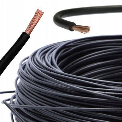 Single Core Black Stranded Flexible PVC Cable Wire 50Amp 6mm (6mm² Black, 1 Meter)