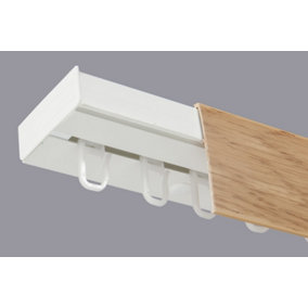 Single Curtain Ceiling Rail Track PCV 180 cm (L) HOOKS + LIGHT OAK COVER