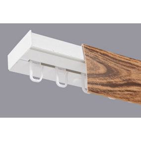 Single Curtain Ceiling Rail Track PCV 180 cm (L) HOOKS + OAK COVER