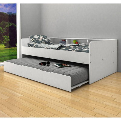 Single, Daybed with Trundle/Pull Out Guest Bed, White